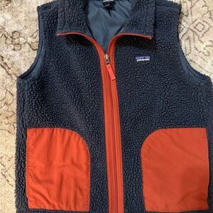 Patagonia Dark Blue and Rust Fleece Vest